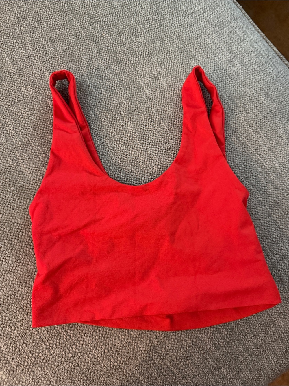 Red Scoop Neck Sports Bra Top - Unbranded